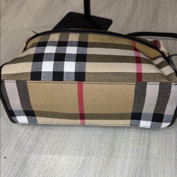 Designer Beige and Black Crossbody Bag with Red Accents - Picture 6 of 10